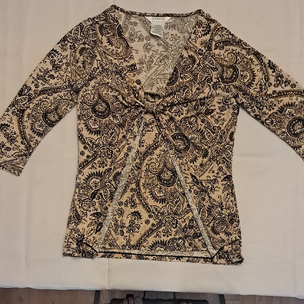 George Black and Tan Paisley Blouse